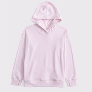 Abercrombie legging-friendly cozy rib popover hoodie powder pink Sz 13/14 *O22